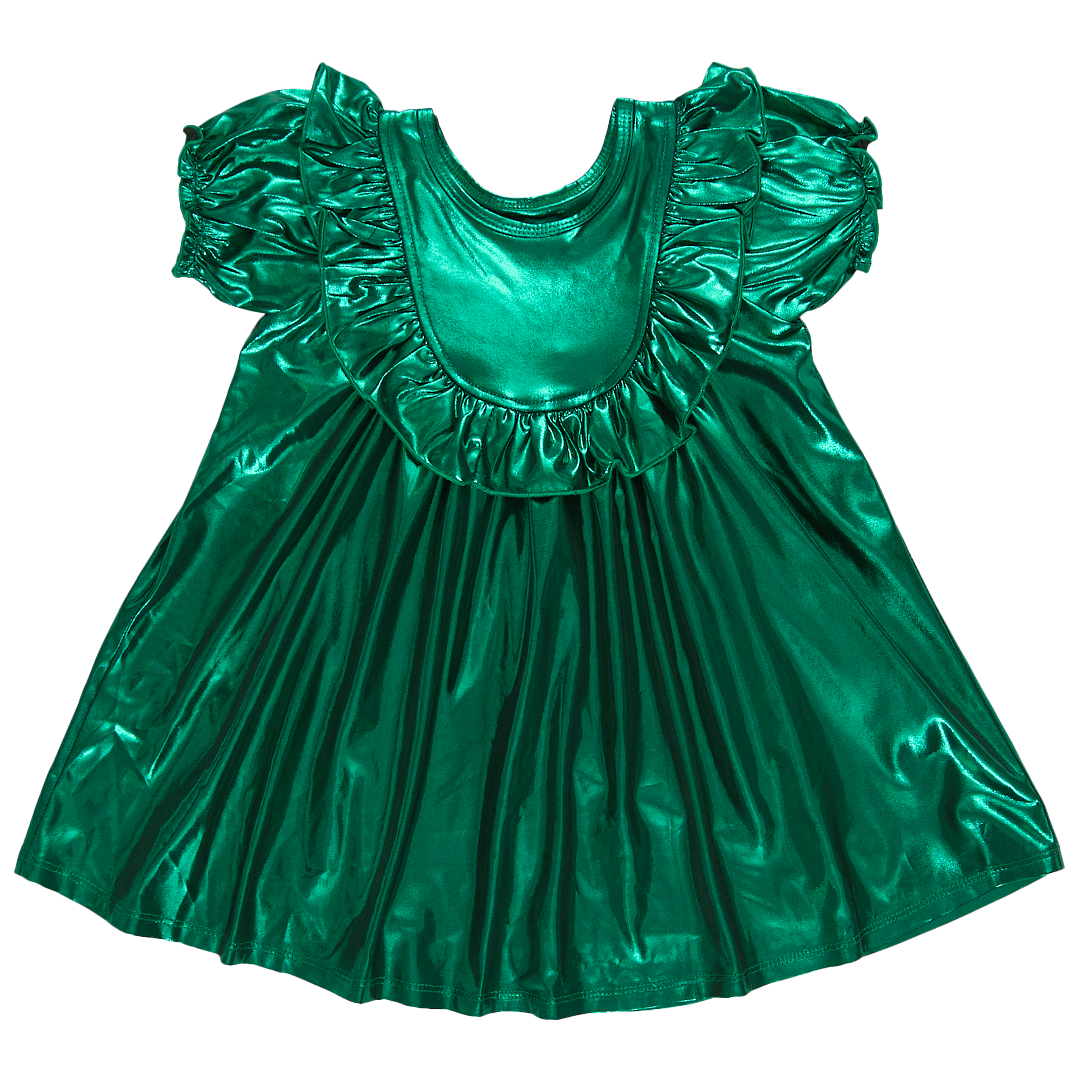 emerald green infant dress Naisibaby Girls Princess Dress, Ruffles One Shoulder Glitter Silky Satin Elegant Bowknot Birthday Wedding Pageant Formal Dress Green 6T, Girl's, Size: