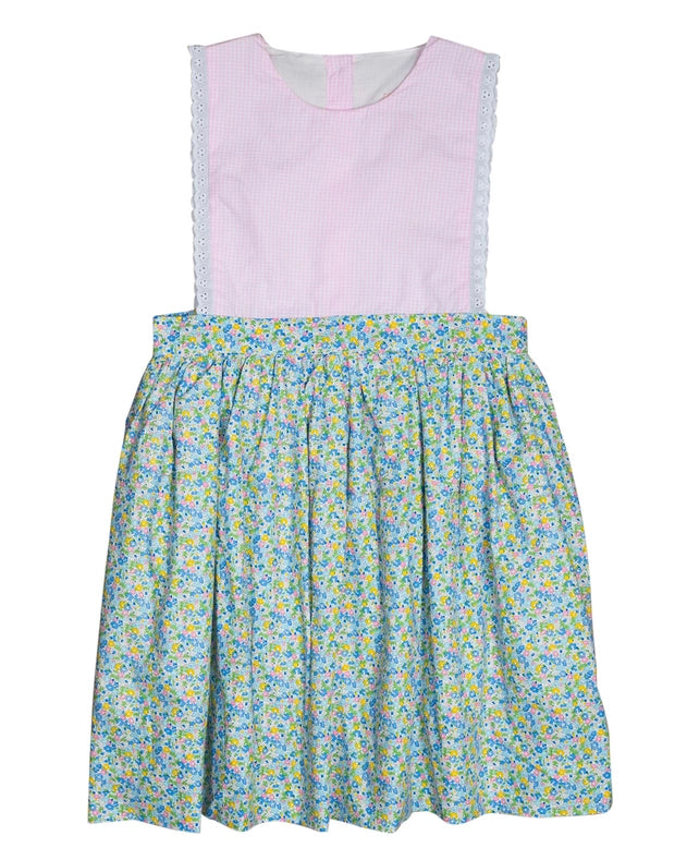 Blue Floral and Pink Gingham Olivia Dress 3T