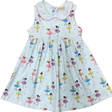 blooming garden printed dress w/scalloped collar