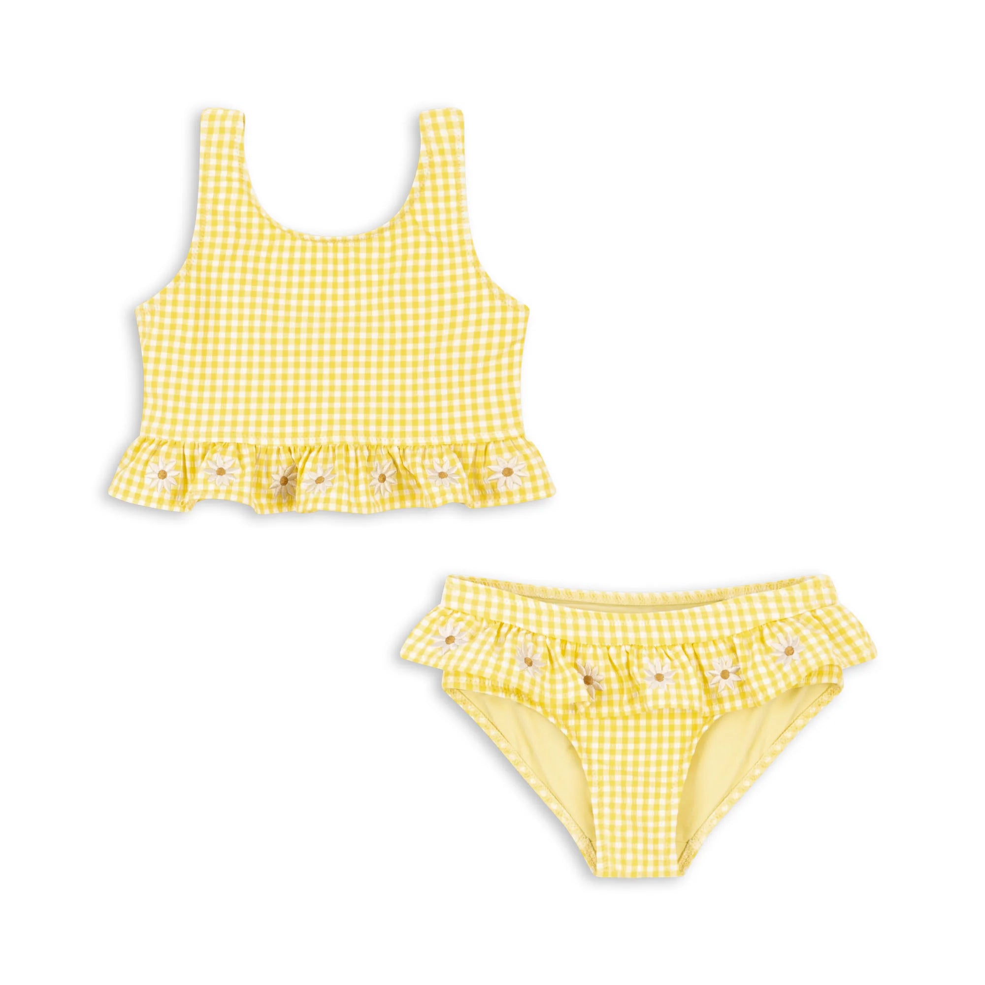 Cupshe yellow gingham ruffle bikini sales