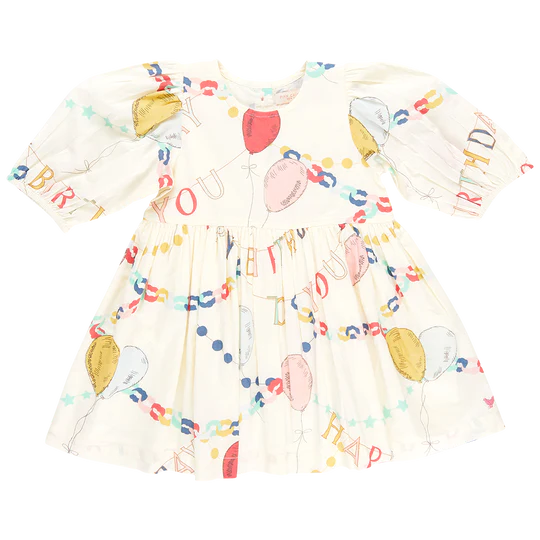 Pink Chicken Girls' Brooke Puff Sleeve Dress - Little Kid - Tan/Beige - Size 6
