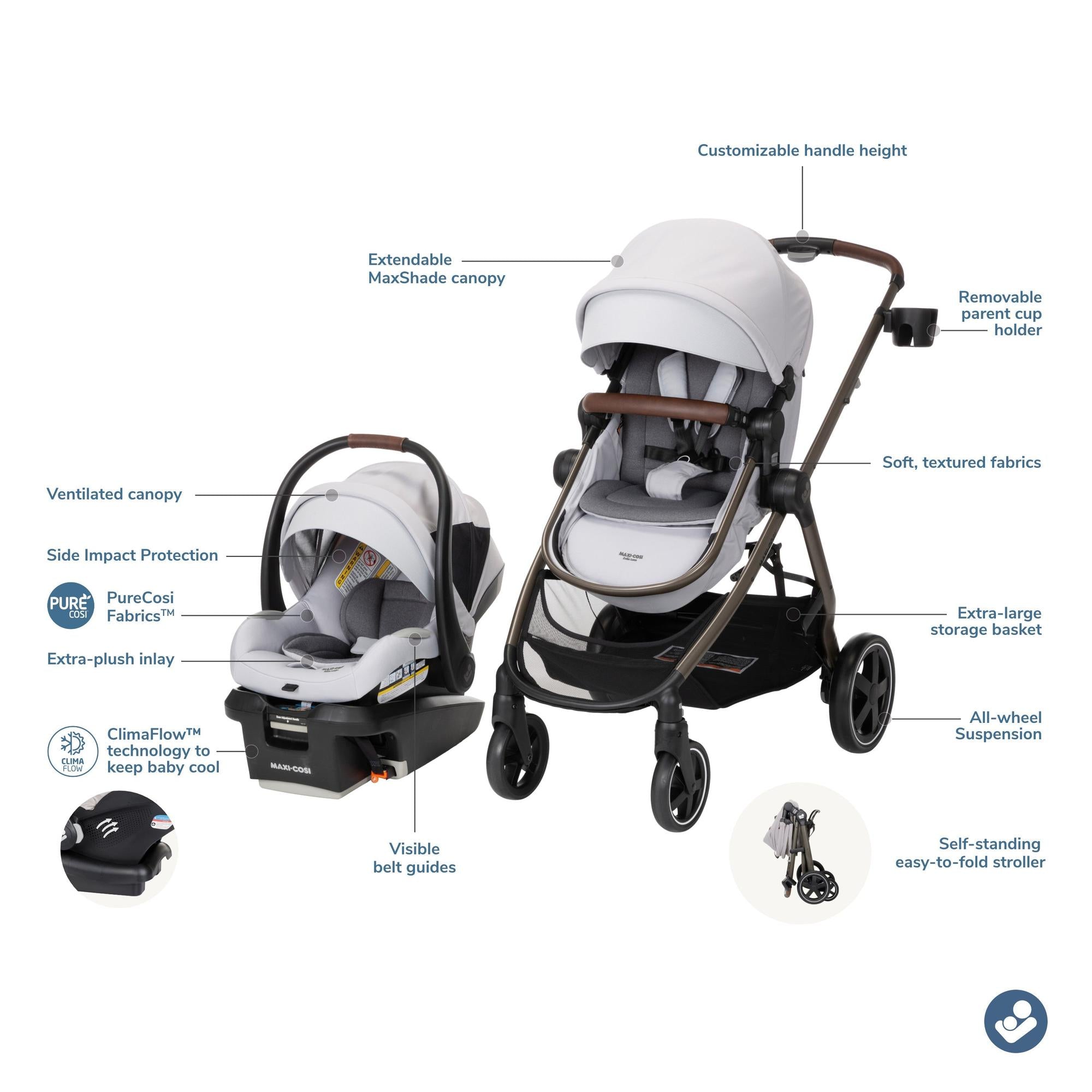 Maxi-Cosi Zelia Luxe+ 5-in-1 Modular Travel System – AH Baby Co