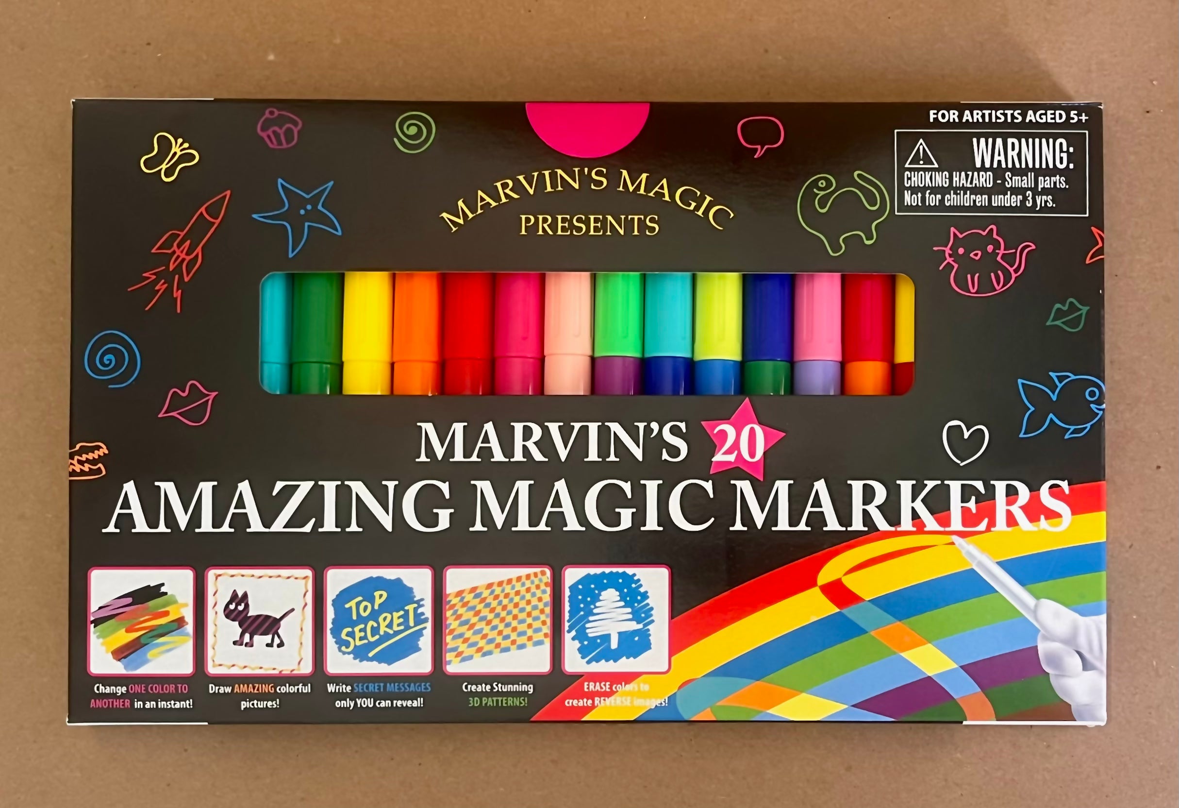 Marvin's Magic - Original x 20 Amazing Magic Pens - Color Changing Magic Pen  Art - Create 3D Lettering or Write Secret Messages - Includes 25 Magic Pens  - copy - 808446021913
