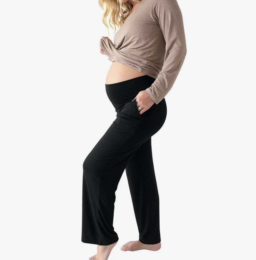 Bamboo Wide Leg Maternity & Postpartum Lounge Pant | Black